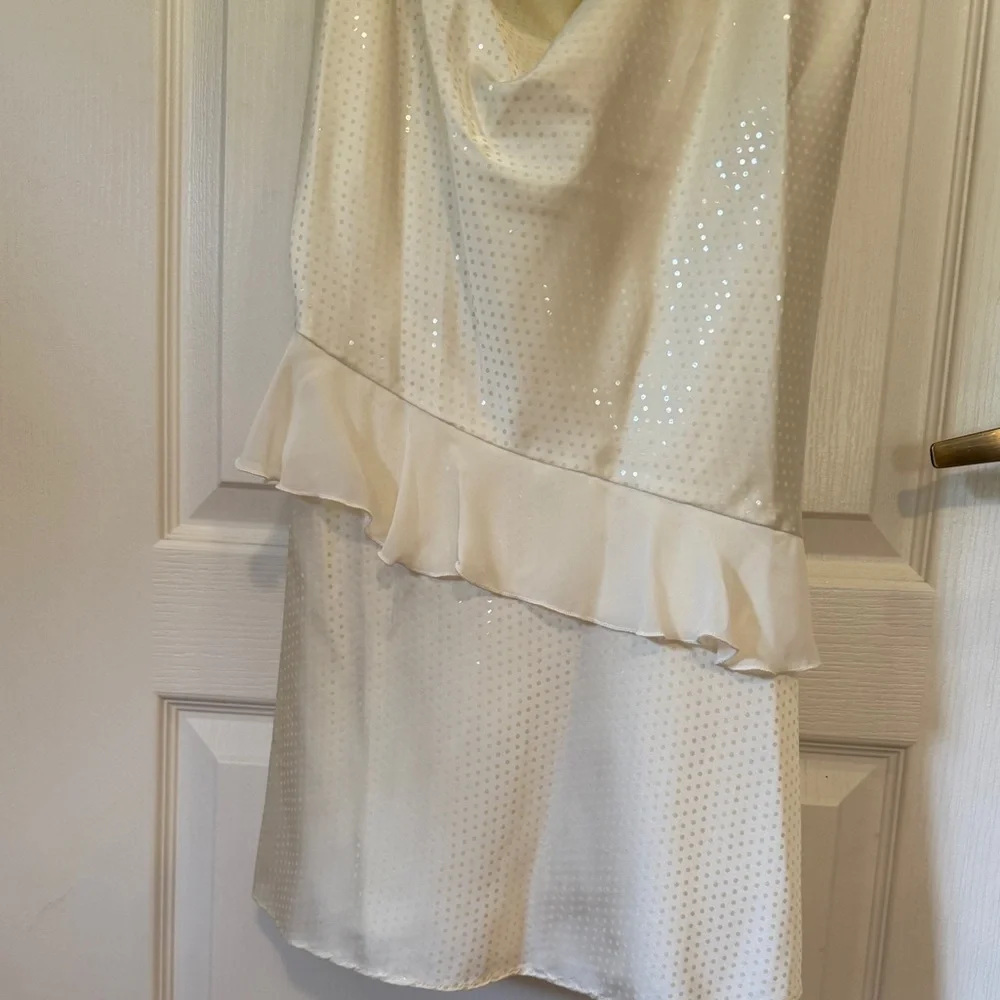 Zara Cream Satin Mini asymmetrical Dress - Picture 7 of 10